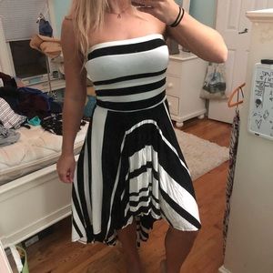 Black and white high-low dress